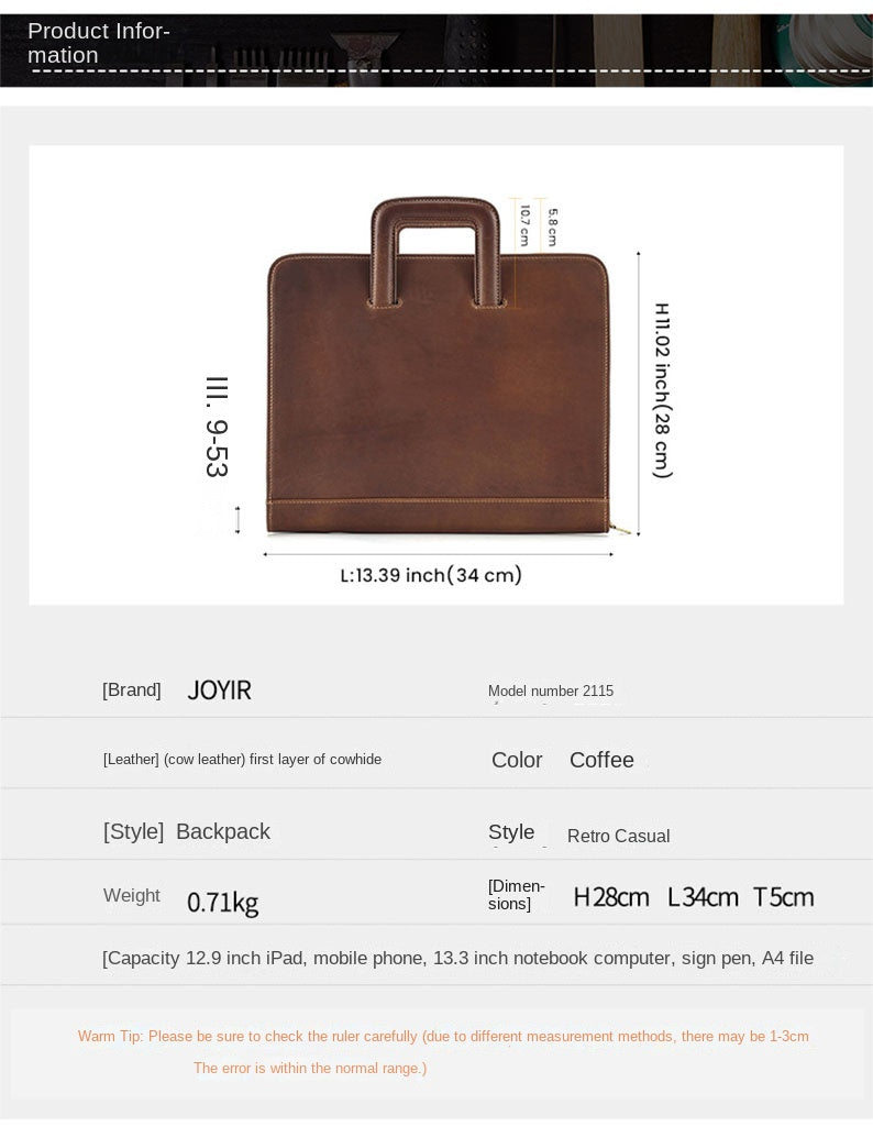 Crazy Horse Leather 13.3 Inch Computer Protective Case Genuine Leather Ipad Protective Case