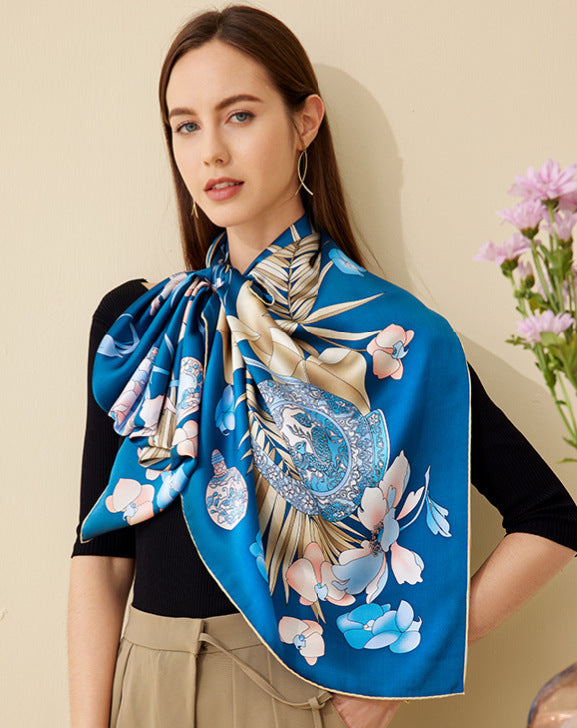 Women's silk large square scarf 100% mulberry silk scarf mother gift shawl 42*42 inch