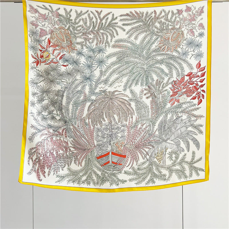 a yellow spring jungle  silk scarf 