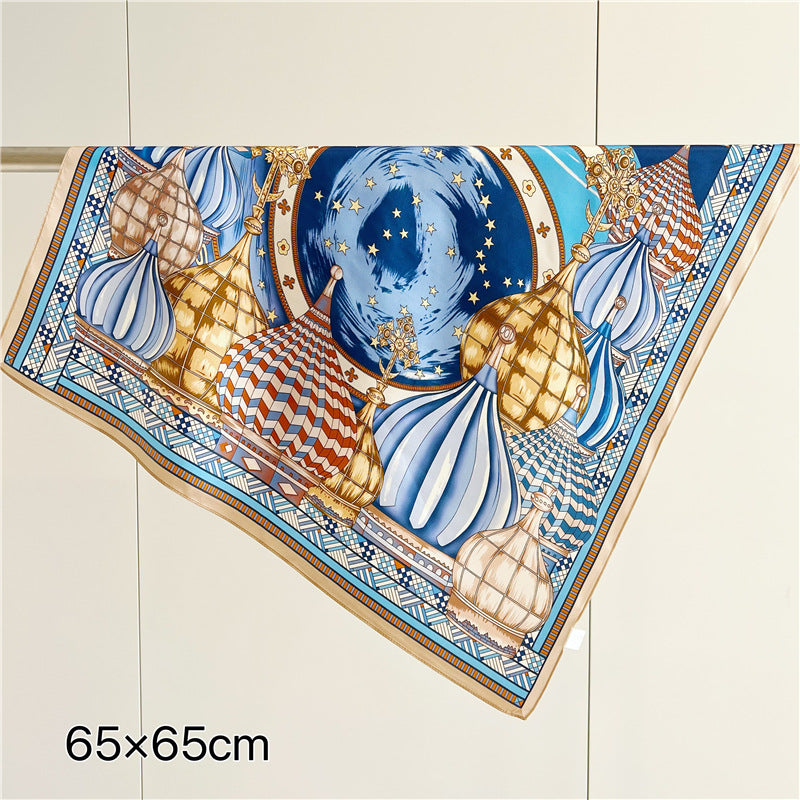 gilded castle blue  silk scarf