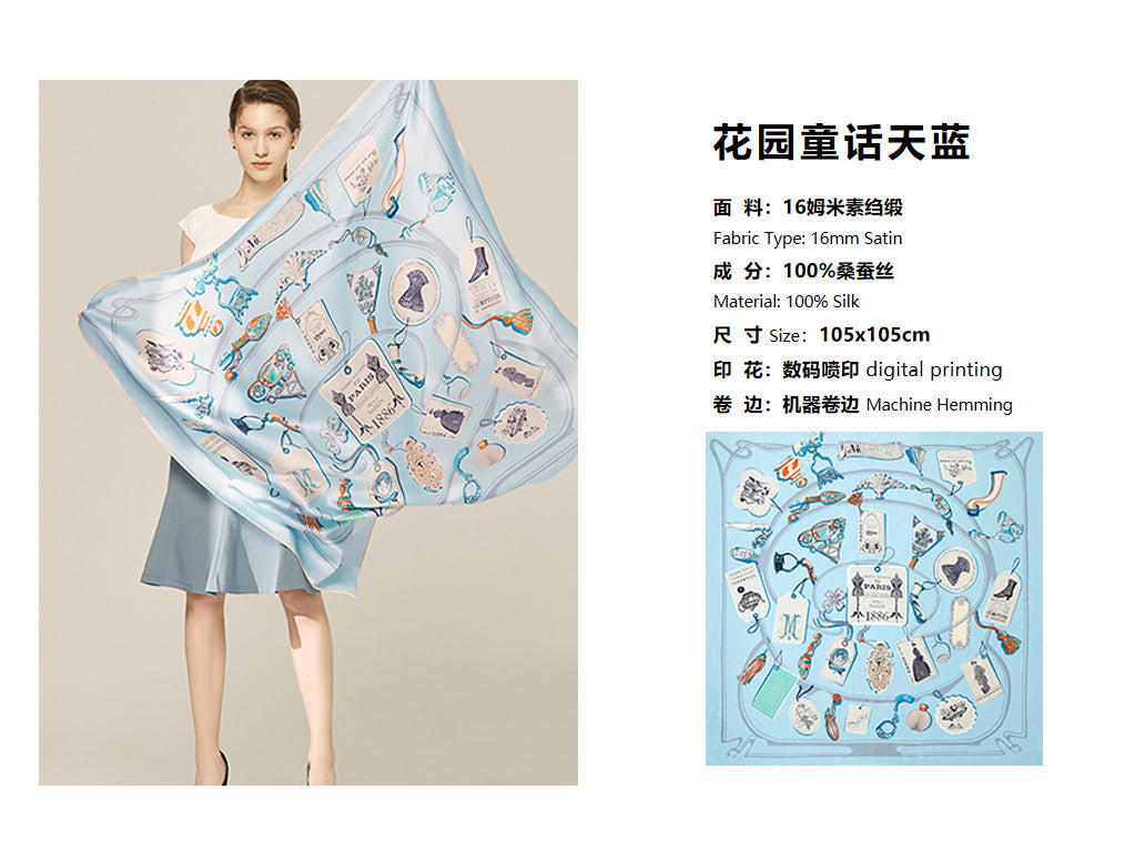 Fairy Tale World  Blue Silk Scarf