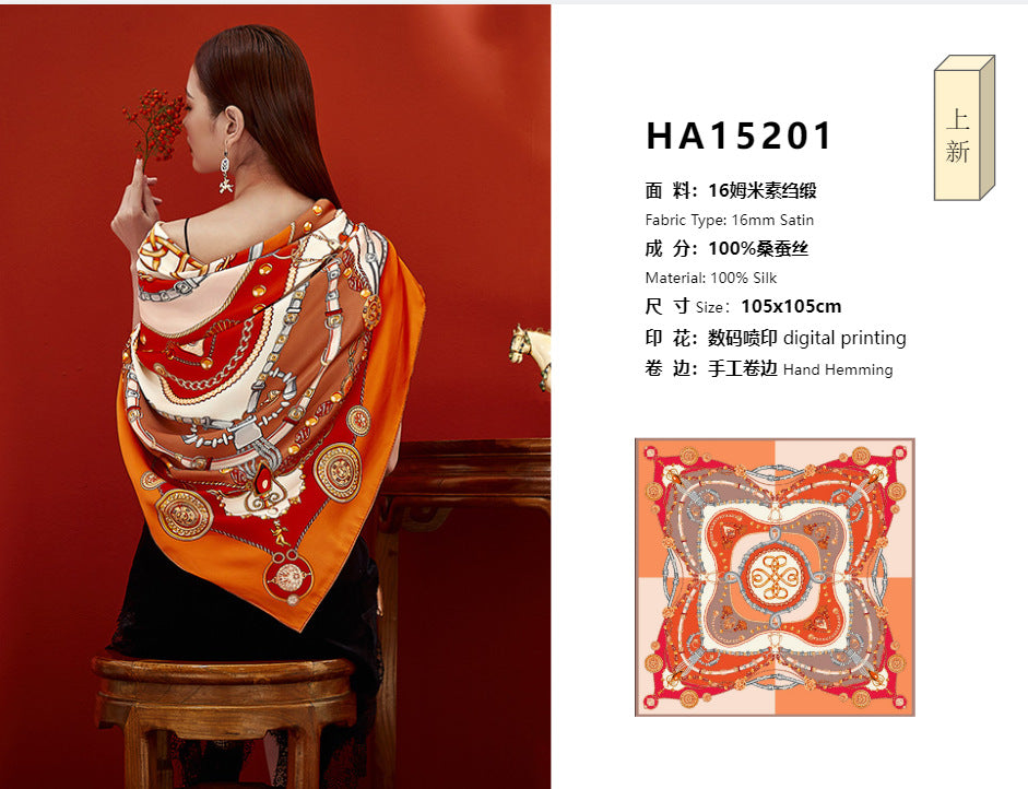 Charming Life Orange  Silk Scarf