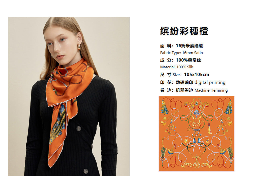 Colorful spike orange silk scarf