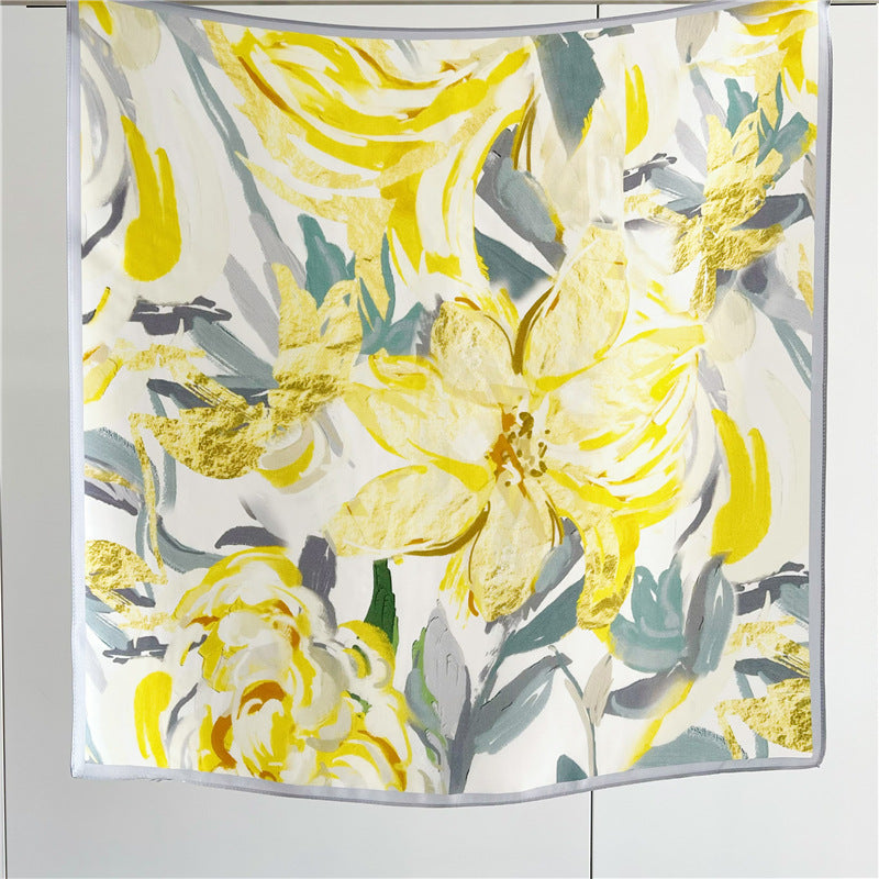 bright yellow flowers silk scaf