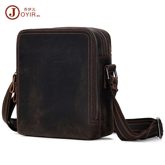 Men's Top Layer Cowhide Shoulder Messenger Bag Crazy Horse Leather Vintage Messenger Bag