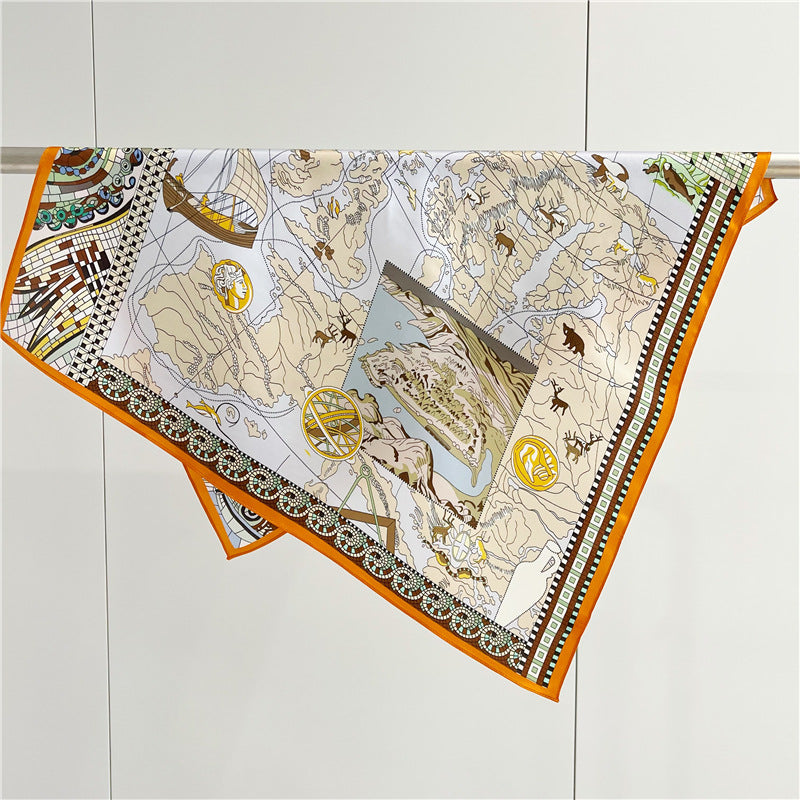 nautical map silk scarf