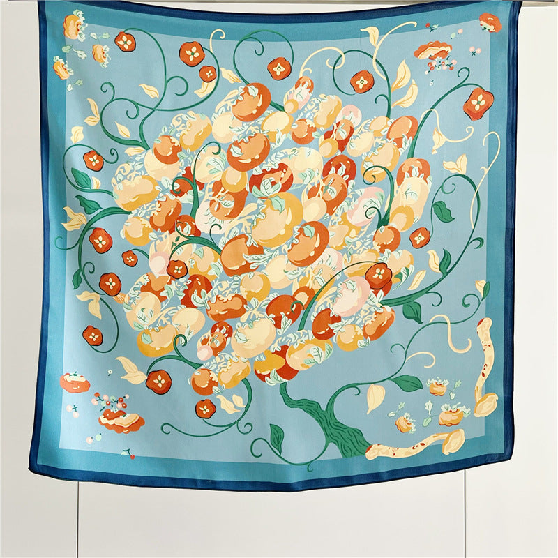  a blue flowers silk  scarf