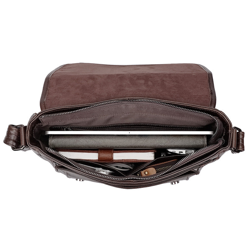 Men's Top Layer Cowhide Shoulder Bag, Crossbody Bag, Super Cool Computer Bag