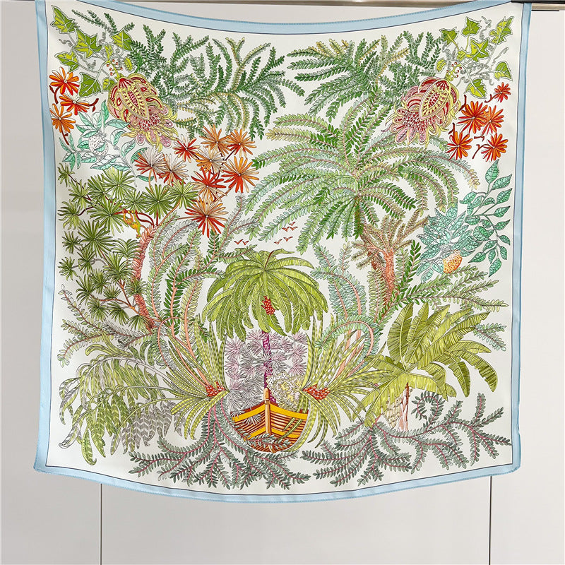 a blue  spring jungle silk scarf